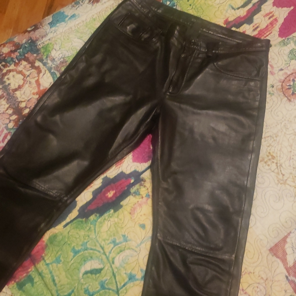 Vintage men's black leather pants